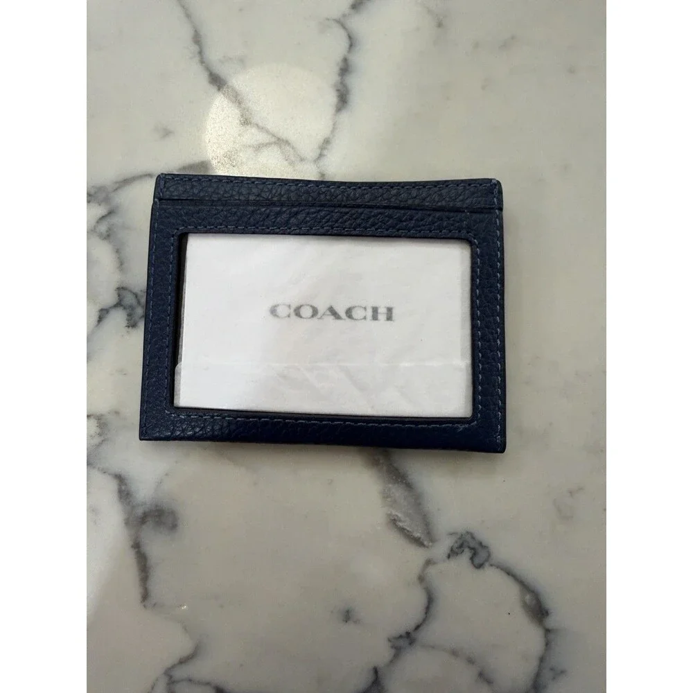Coach Men’s Navy Leather Card Holder Wallet Taxi Cab Graphic Rare New